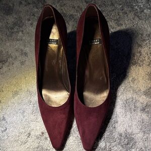 Stuart Weitzman Dark Red Suede Heels